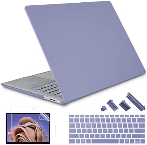 Lepeoac para laptop de 13,5 da Microsoft Surface 3/4/5 com alcantara Palm Rest Rest Somente 2019 2021 2022 Modelos de liberação: 1867/1958/1959, casca dura de plástico com tampa de teclado, lavanda cinza