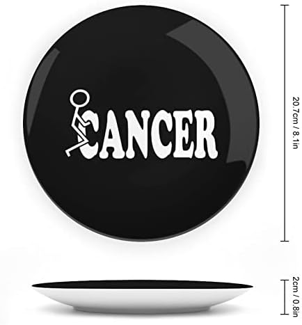Foda -se Câncer Placas de Cerâmica Cerâmica Personalizada Câncer Placas redondas em casa com suporte de exibição 8 polegadas