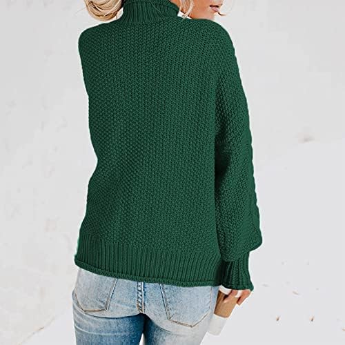 RMXEI Mulher feminina de manga longa Casual Turtleneck suéter de malha de inverno outono de suéter de manga comprida suéter
