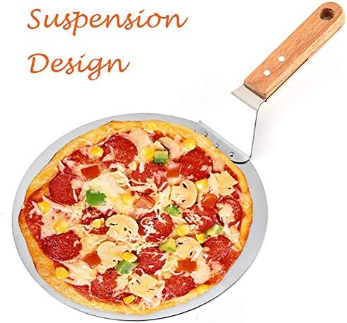 Pizza Peel 10 polegadas, levantamento de bolo 10 polegadas, espátula de pizza em aço inoxidável com alça de madeira de