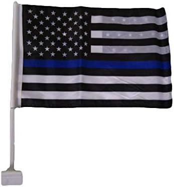 American Wholesale Superstore 12x18 EUA Polícia Linha azul fina a bandeira de veículo de janela de carro dupla face