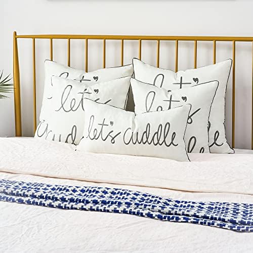 Capas de travesseiros lombares decorativos de Sanmetex 12x24 polegadas, bordando a tampa do travesseiro retangular macio com o abraço de Lets dizendo para a cama, quarto, cinza.