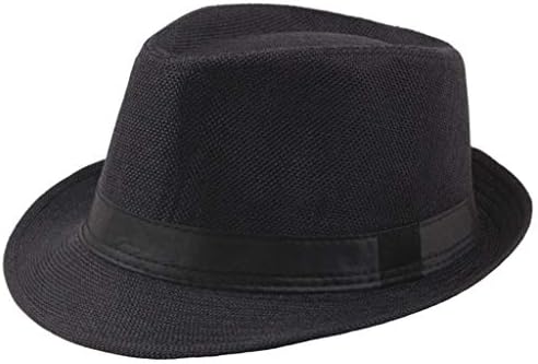 Masculino sólido vintage panamá chapéu chapéu chapéu de sol com banda preta banda clássica fedora cavalheiro hapsa de casamento essencial
