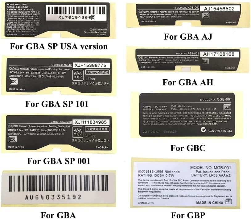 2 x etiqueta de etiqueta de substituição etiqueta de marcação de tags para gameboy adiant sp gba gbc gbp game console