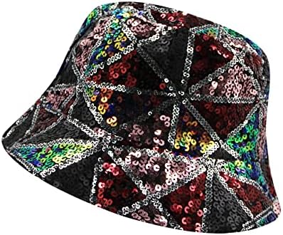 Rarityus unissex geométrico chapéu de balde reversível com brilho duplo-lateral lanternas lanternas de sol para homens homens viajam na praia ao ar livre