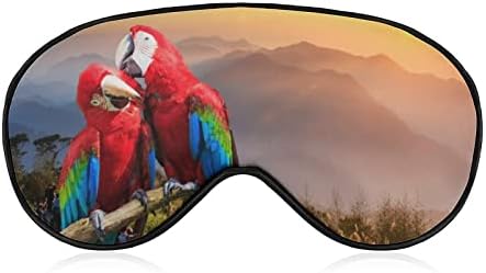 Vermelho e azul Macaw papagaio de máscara de olho Sleep Sleep Beldfold com bloqueios de cinta ajustável Blinder Night para viagens Sleeping Sleep