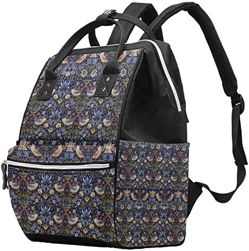 Mochila VBFOFBV Backpack, mochila multifuncional de viagem grande, morango de pássaro de flores vintage
