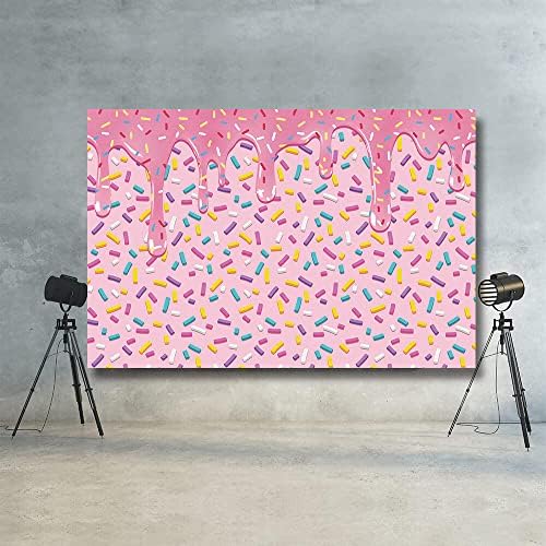 Rarcoirs Rosa Confetti Donut Background Para fotografia Festa de meninas Festa doce Donut Grow Grow Up Banner Girl