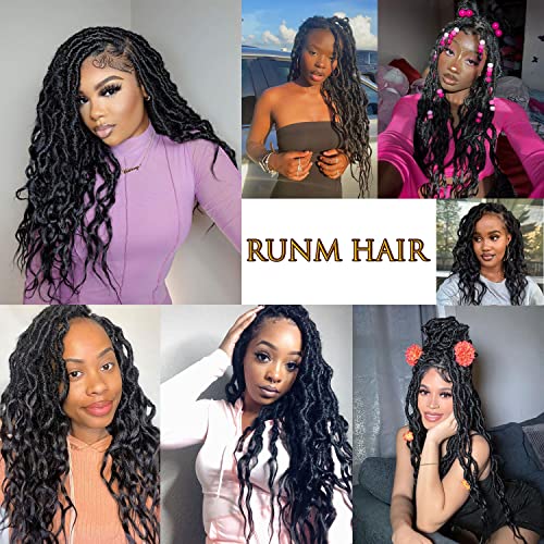 Runm Wigs trançados para mulheres negras FAUX LOCS peruca 24 polegadas deusa Dreadlock peruca cacheado Locs Cabelo de crochê