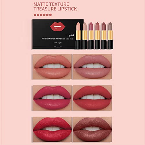 Lip Plumper Lip Tentage 6 Cores de Velvet Smooth Lipstick Conjunto Longa e não com Copo Nude Copo Nude Lip Makeup Gift para meninas