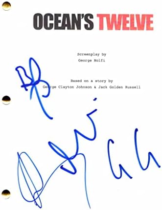 George Clooney, Brad Pitt, Andy Garcia e Matt Damon elenco assinou o Script Full Movie do Twelve 12 do Autograph Ocean - dirigido por Steven Soderbergh Co -estrelado: Julia Roberts