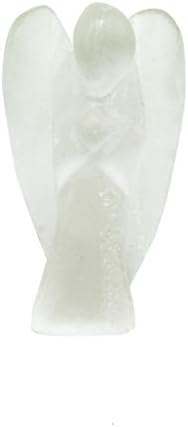 Reiki de Pedra Selenita Natural Escritada Gemita Espiritual Pocket Pocket Angel estátua Decoração de Ornamento 2 polegadas Aprox - Blessfull Healing