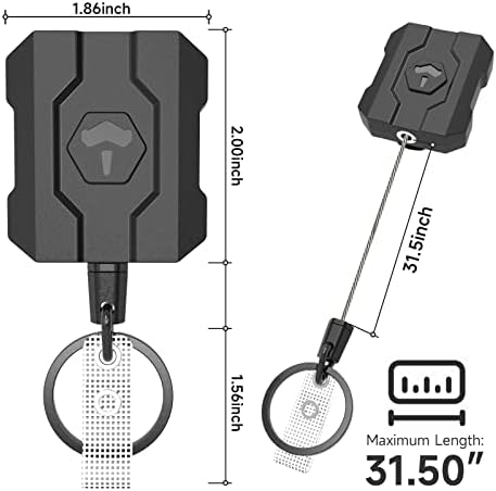 2 pacote de chaveiro retrátil de chaves pesadas, bobina de clipe de emblema de identificação retrátil, suporte de crachá com clipe de