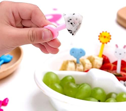 Aoliao 20pcs Picks de comida de animal para crianças mini desenhos animados de animais de dente de fruta de dentes divertidos almoços de almoço de bento para crianças decoração de almoço, cor aleatória