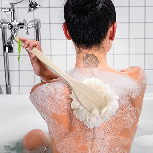 EcoTools 2-in-1 Bath Brush, bucha de chuveiro com alça ergonômica, limpa áreas de difícil acesso, limpeza e esfoliação profunda,