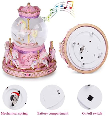 Caixa de música do carrossel Caixa de neve globos de cor, led luminous unicorn boxes de música melhor presente de aniversário para crianças menina