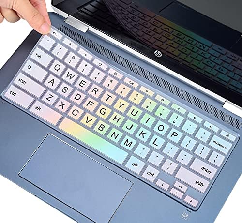 Capa do teclado para HP X360 14 Chromebook, HP Chromebook 14-db/ca/ak/da 14b-ca 14a-na, hp chromebook 14 g2 g3 g5 g5, hp chromebook 11 g2, g3, g4, g5, g6 ee g7ee keyboard Pele, arco -íris colorido