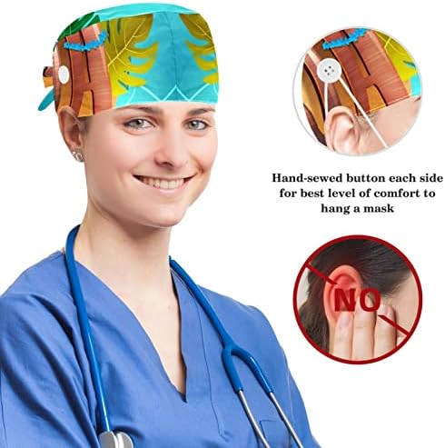 Caps médicos Campa de trabalho ajustável com botões e constelações de zodíaco macio