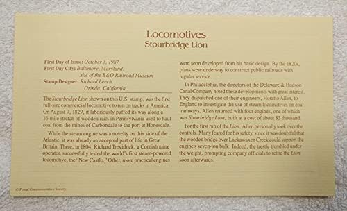Locomotivas - Stourbridge Lion - Carimbo de réplica de ouro de 22kt/capa do primeiro dia mais cartão de informações - Sociedade