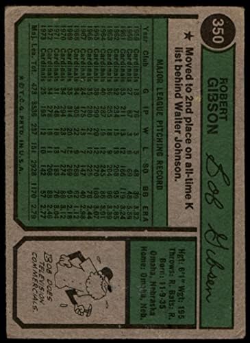 1974 Topps 350 Bob Gibson St. Louis Cardinals Dean's Cards 2 - Good Cardinals