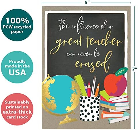 Cartões de Apreciação de Professores de Saudações sem Árvores - Designs artísticos - 2 cartões + envelopes correspondentes