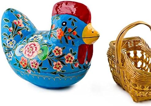 Bestpysanky Iowa Blue Rooster Decorativo Feliz estatueta de Páscoa de madeira 5 polegadas x 4 polegadas