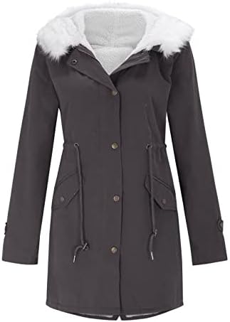 Aniywn feminino com capuz feminino quente Winter Parka Coat Casat Fleece forrado jaqueta de inverno de Thichkened com capa de pele removível Faux