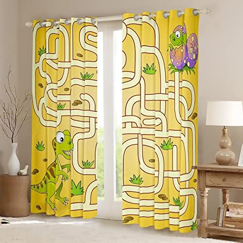 Cortinas de Blackout de labirinto erosebridal 76 x54 Curtain e cortinas de dinossauros de cartoon