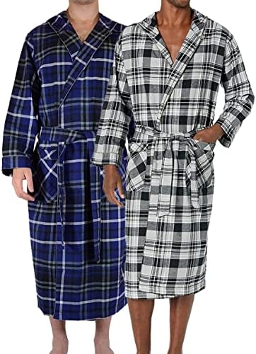 Andrew Scott Mens 2 pacote de longa sono -Robe de Saiuna / Brecha de Flanela algodão Robo de banho quente