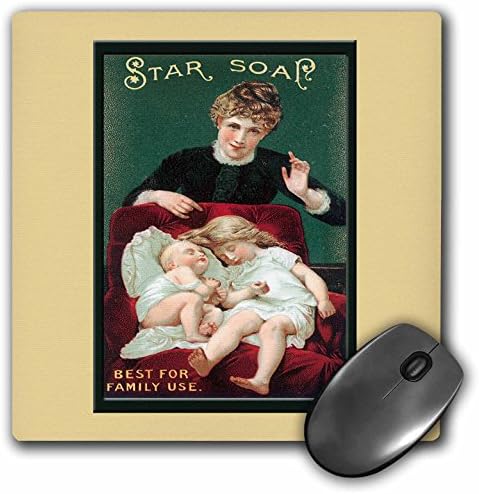 3drose LLC 8 x 8 x 0,25 polegadas mouse pad, sabão em estrela melhor para a família Use Woman Victorian, menina pequena e bebê em