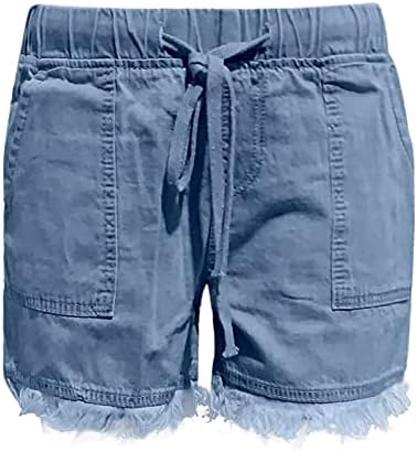 Nulairt Shorts para mulheres de verão casual, mulheres de cintura elástica casual de verão de shorts de praia de