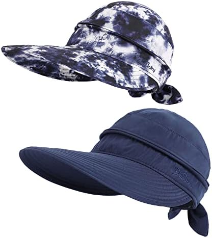 Simplicidade 2 pacote chapéus de sol para mulheres UPF 50+ UV Sun Protetive Convertible Beach Visor Hat