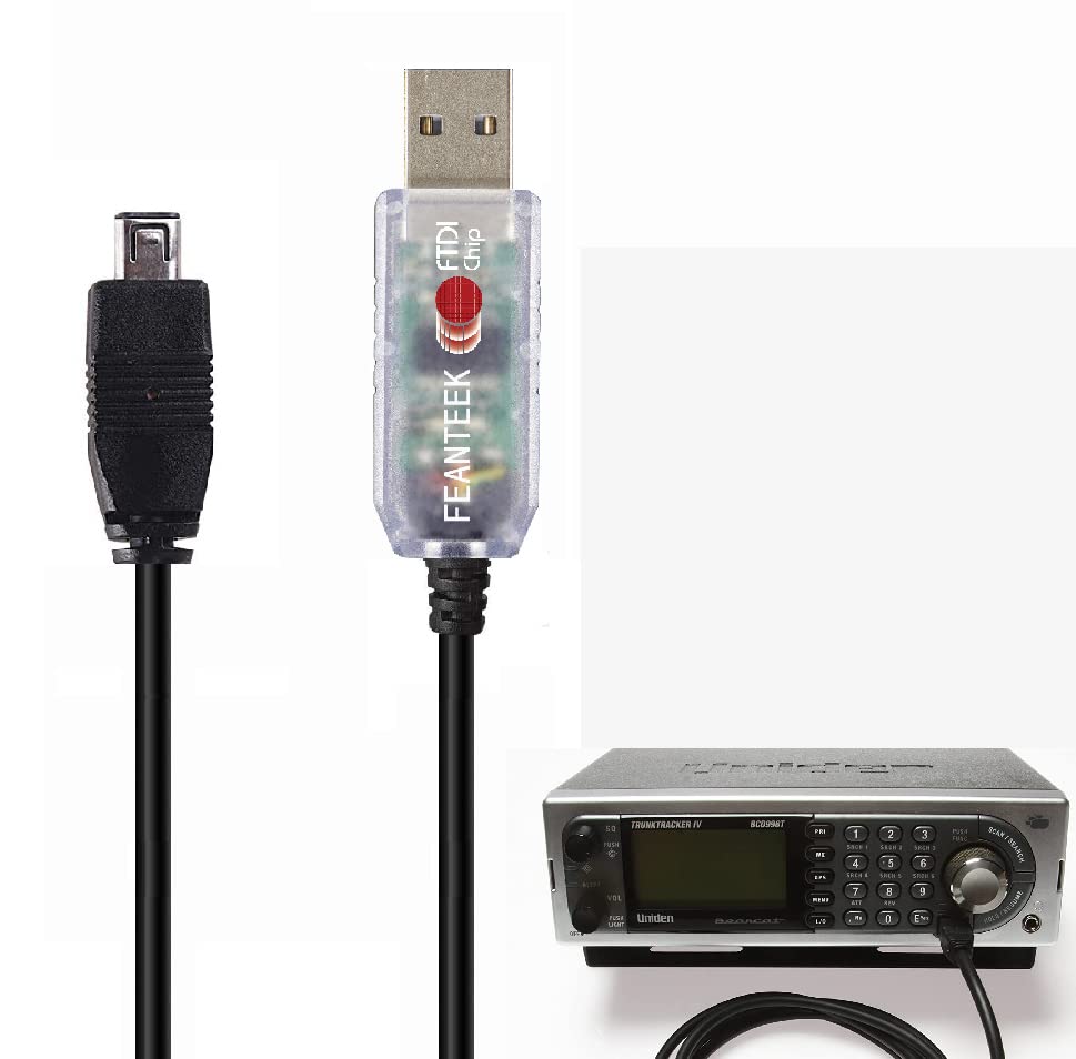 Cabo de programação USB FEANTEEK para UNIDEN USB-1 RÁDIO RÁDIO PC INTERFORA COMPATÍVEL BC250D BC296D UBC3300XLT BC246T BR330T