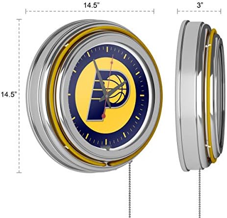 Indiana Pacers NBA Chrome Double Ring Neon Clock