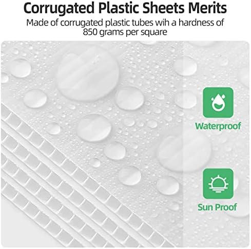 Vaiigo lençóis plásticos corrugados 24 x 36, placas de gramado em branco de 4 mm, 4 compacta de cartaz de plástico, lençóis de