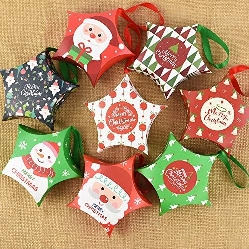 LLCUP PAPER PAPELA DE PERFELHO, 5PCS PAPEL Caixas de presente com fita para materiais de materiais de Natal Xmas Ano Novo Favorias