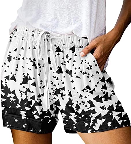 Shorts de praia para mulheres plus size com bolsos de cintura elástica de perna larga shorts folgados de cor sólido