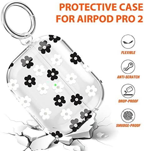 MaxJoy para airPods Pro 2ª geração Capa, Clear Floral AirPod Pro 2 Caso para mulheres Proteção fofa IPOD Pro 2 com
