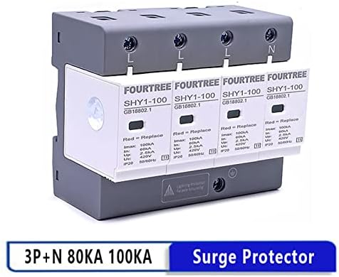 Velore 1PCS House Lightning Protection Protetor Protetor de surto AC 3P+N 40 ~ 80ka 60ka ~ 100ka 385v 420v SPD Proteção