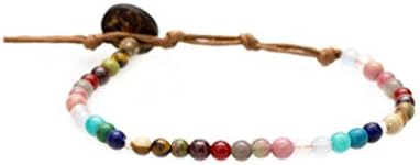 Lotus e Luna 4mm Energy Chakra Healing Bracelet com pedras reais jade, pérola, rosa quartzo, ametista, pedra da lua