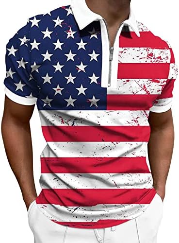 Camisas de pólo da bandeira dos EUA masculino Polo de 4 de julho Camisetas de verão Casual Casual Mangas curtas Polos esportivos