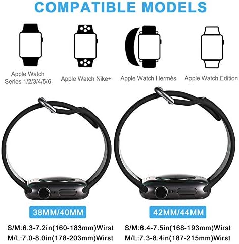 Compatível para Apple Watch Band 44mm 42mm 40mm 38mm Soft Silicone Sport Surfater Strap Strap Compatível para Iwatch Series 7/6/SE/5/4/3/3/1 Adequado para homens e mulheres