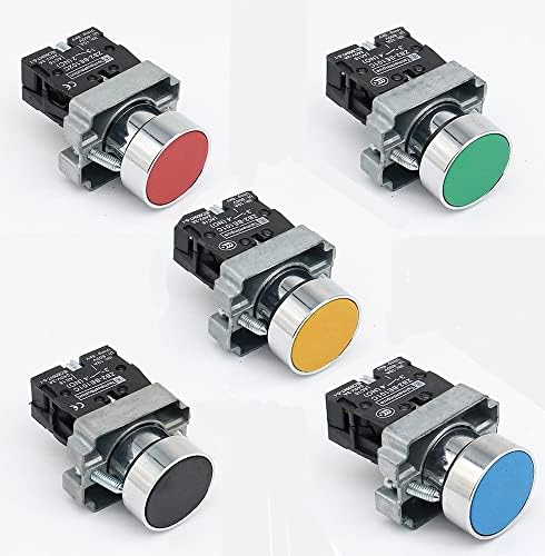 20pcs 22mm de redefinição momentânea interruptor de botão XB2-BA35C ZB2-BA45C parafusos elétricos planos vermelhos/amarelo/verde/azul/preto