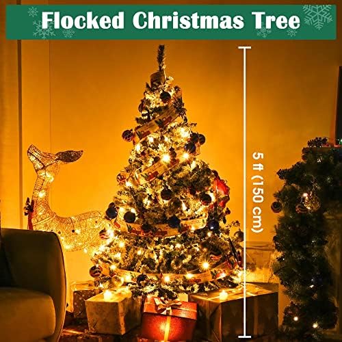 Yescom 5 ft Árvore de Natal Artificial Decoração de Metal Stand Fácil Conjunto de Base dobrável com 518 Dicas de ramificação, para decoração de Natal de Festas de Natal decoração de Natal, neve reunido