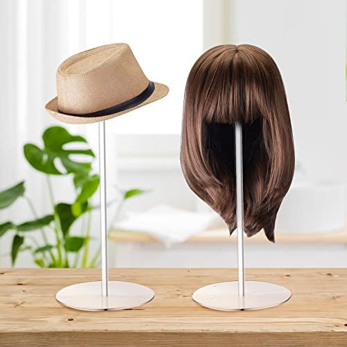 Uxoz Clear Acrylic Hat Stand e Wig Stand, Chato decorativo e suporte de peruca com base redonda para exibir chapéus,