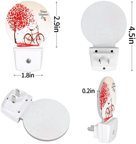 Uoyo Love Heart Bicycle Tree Night Light Plug no Dia dos Namorados da parede LED Nightlights Auto Smart Dusk to Dawn Sensor Lamp for Kids Room Burmase Bedroom Corredor Decorativo 2 pacote