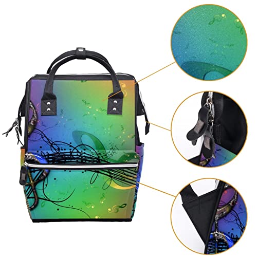 Música Bolsas de fraldas coloridas Backpack Mummy Backpack de grande capacidade Bolsa de enfermagem de bolsa de enfermagem