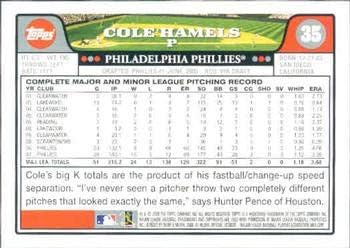 2008 Topps Baseball Cards 35 Cole Hamels - Philadelphia Phillies - MLB Baseball Trading Card