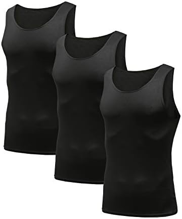 Tampa de compressão sem mangas de 3 ou 4 de pacote masculina hibety, camada de base camisas de compressão seco fresco tampas de