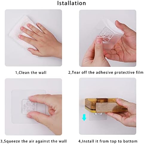 VEEFOS 3 Pacote de sabão adesivo de embalagem para parede de chuveiro, sem perfuração e sabão à prova de ferrugem para a